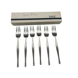 Vintage Towle Lauffer Design 3 Japan Stainless Dinner Forks Set 6 7.5" MCM 1970s